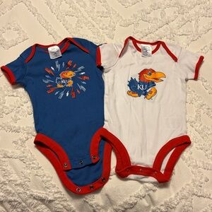 KU onesies set - Blue and White, 6-9 months, Twins